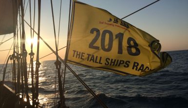 Tall Ships Races 2018 flag on board the Wylde Swan Tall Ship