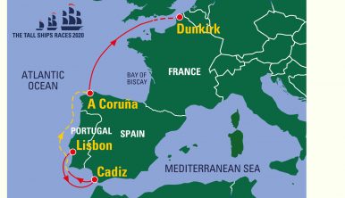 The map of the Tall Ships Races 2020
