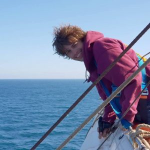 Picture of a person aloft - on the mast on board Tall Ship Morgenster