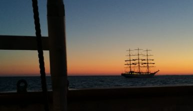 Tall Ships Races sailing Tall Ship at sunset