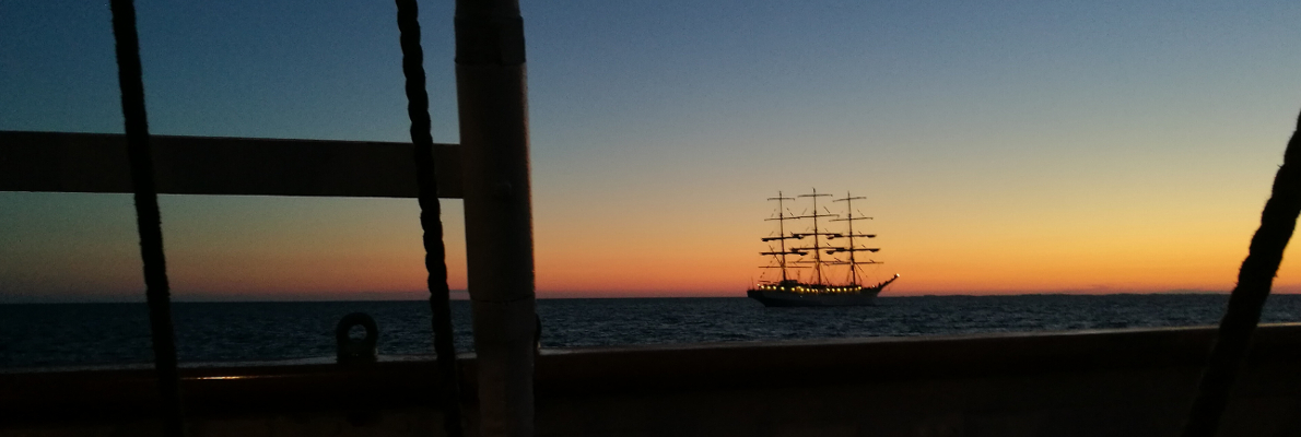 Tall Ships Races sailing Tall Ship at sunset